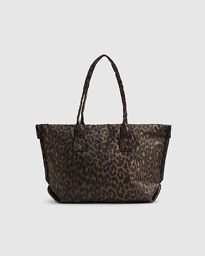 Brown Leopard Roll Top Holdall Bag