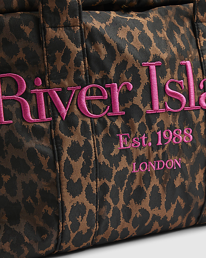 Brown Leopard Roll Top Holdall Bag
