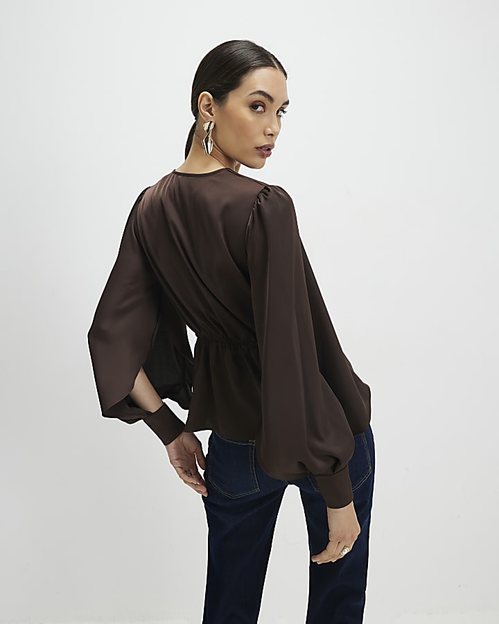Brown Knot Front Top