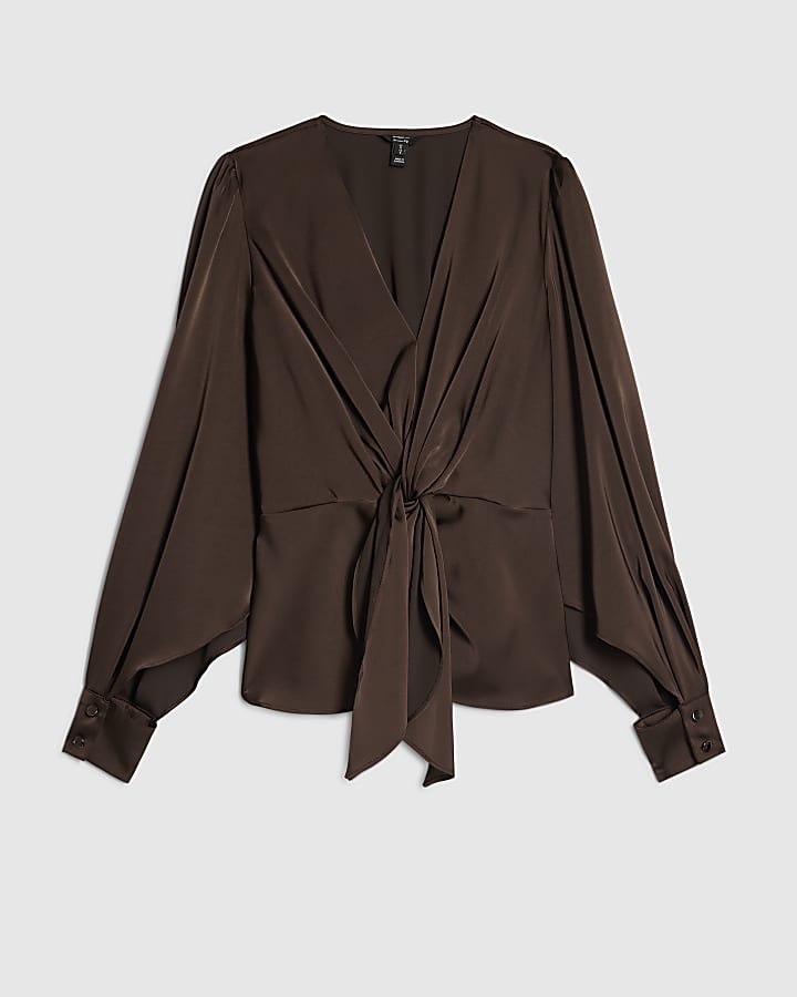 Brown Knot Front Top
