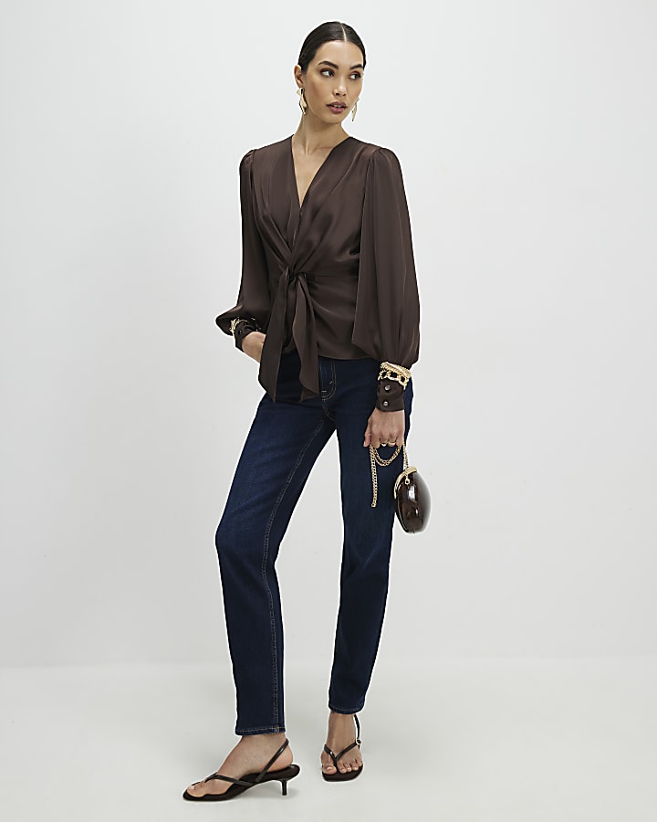 Brown Knot Front Top