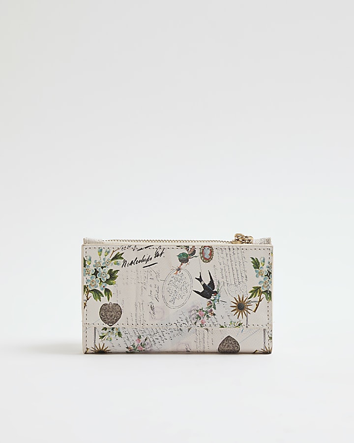 Cream Newsletter Print Purse