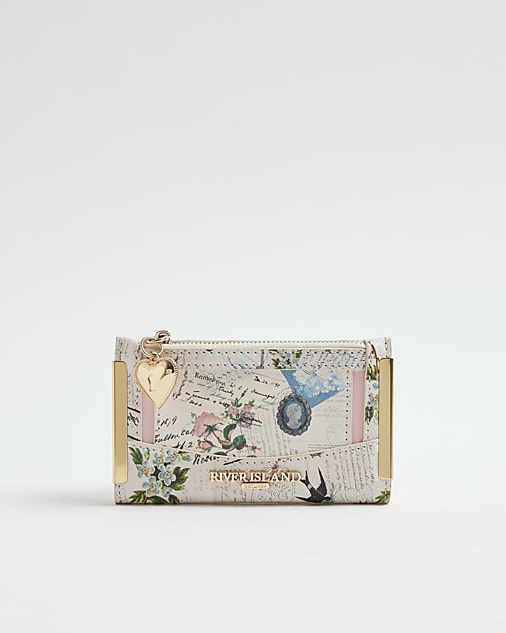 Cream Newsletter Print Purse