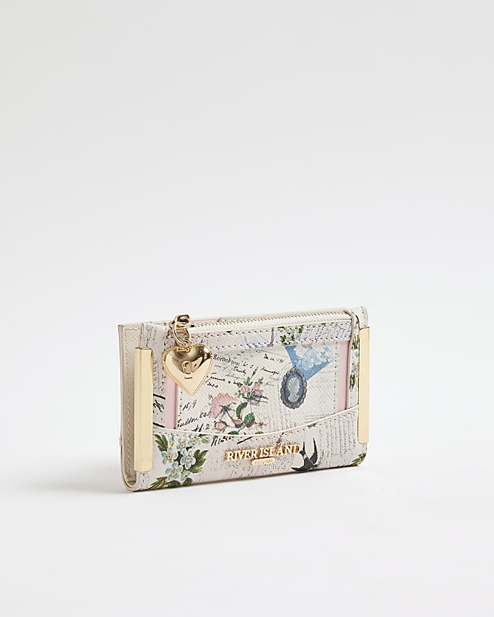 Cream Newsletter Print Purse