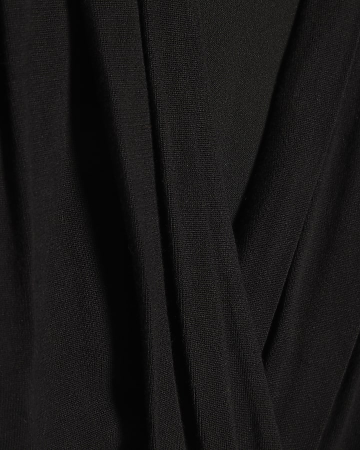 Black Hybrid Knit Long Sleeve Top