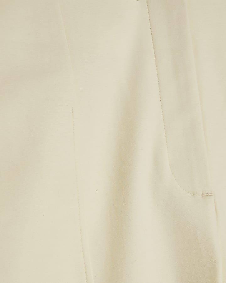 Yellow Cotton Sateen Capri Trousers
