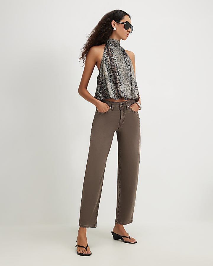Brown Barrel Leg Jeans