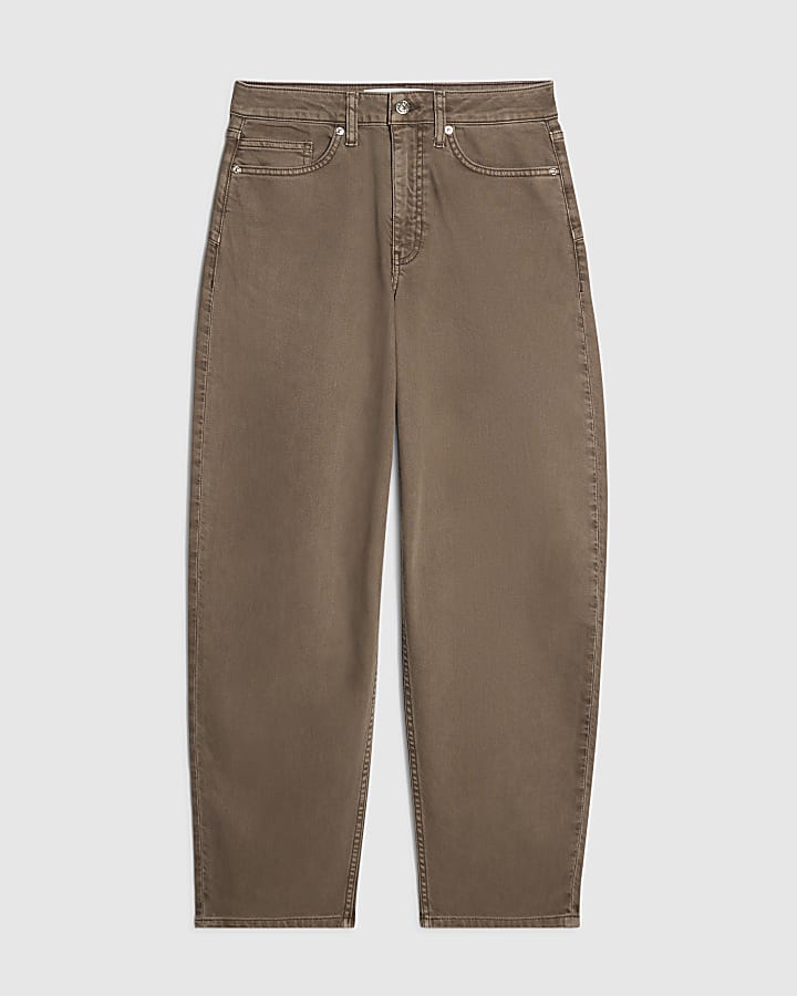 Brown Barrel Leg Jeans