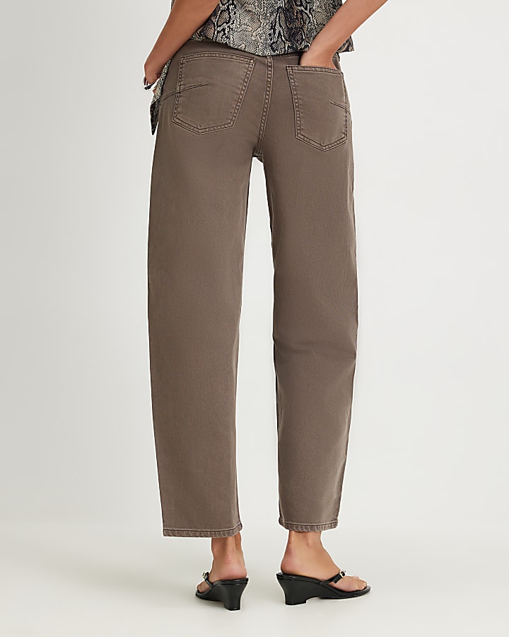 Brown Barrel Leg Jeans