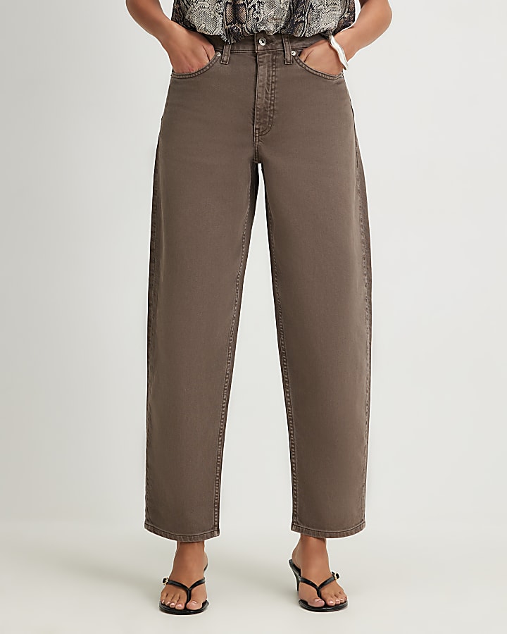 Brown Barrel Leg Jeans