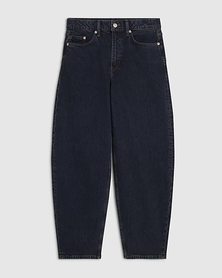 Navy Barrel Leg Jeans