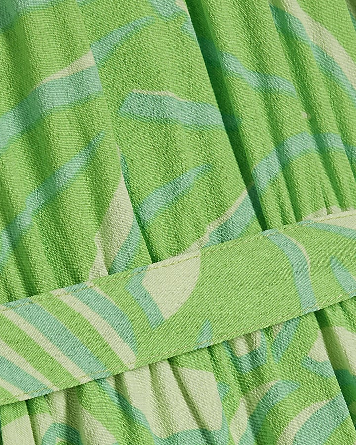 Green Leaf Print Halter Neck Jumpsuit