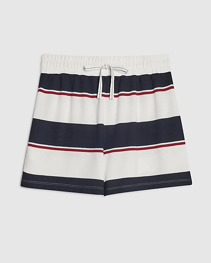 Navy Stripe Textured Shorts