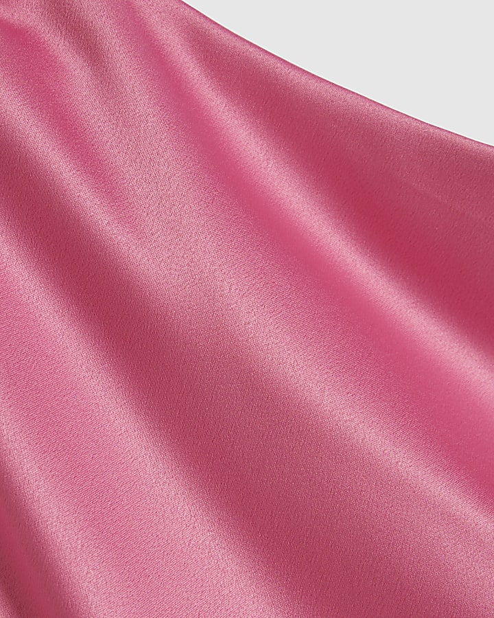 Petite Pink One Shoulder Maxi Slip Dress