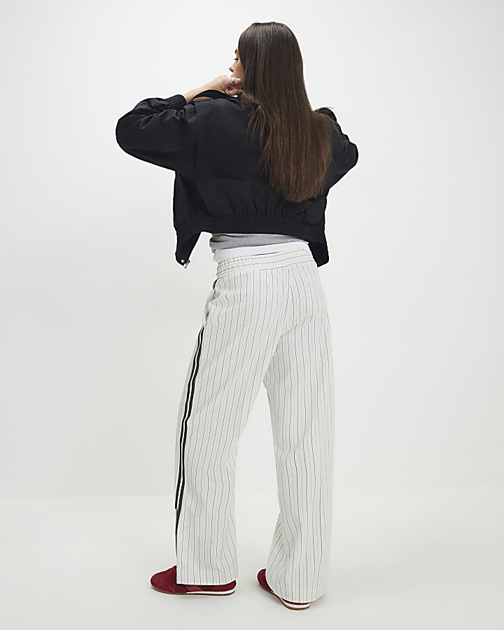 Cream Stripe Tailored Joggers