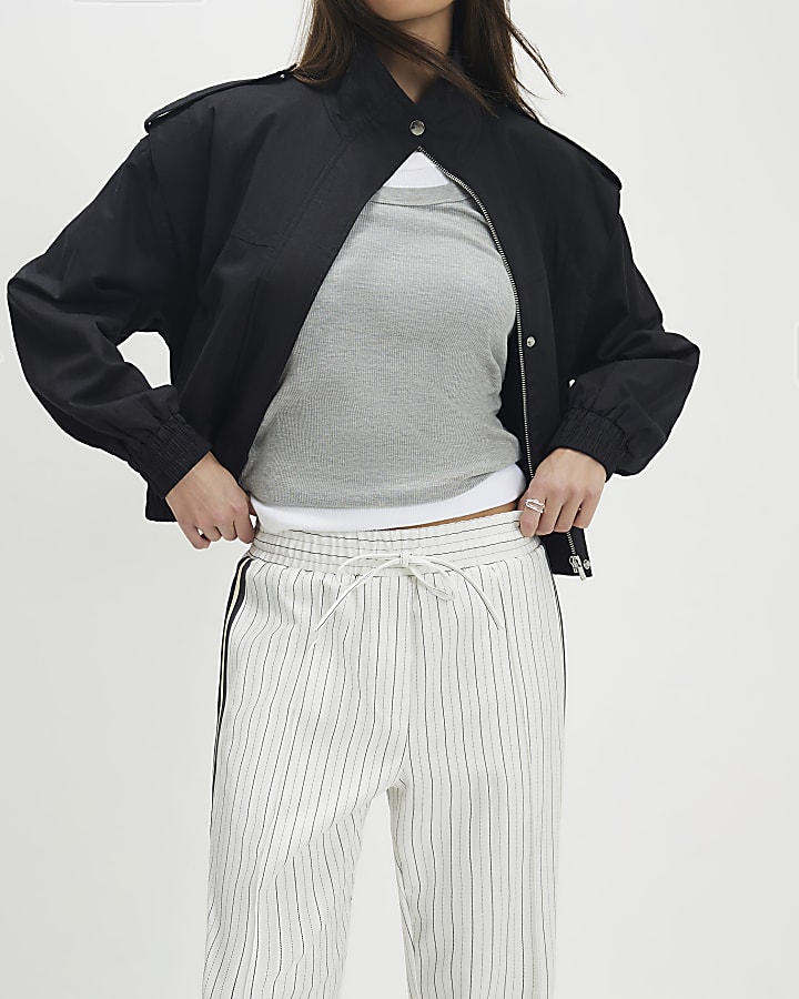 Cream Stripe Tailored Joggers