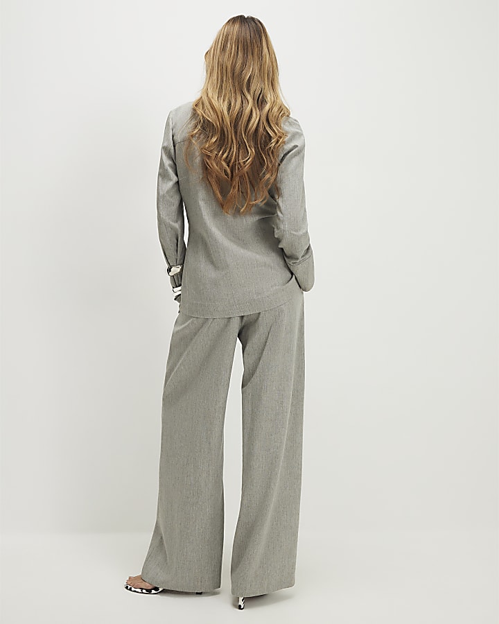 Grey Elasticated Wide Leg Trousers