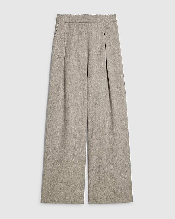 Grey Elasticated Wide Leg Trousers