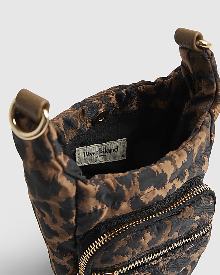 Brown Leopard Print Water Bottle Holder