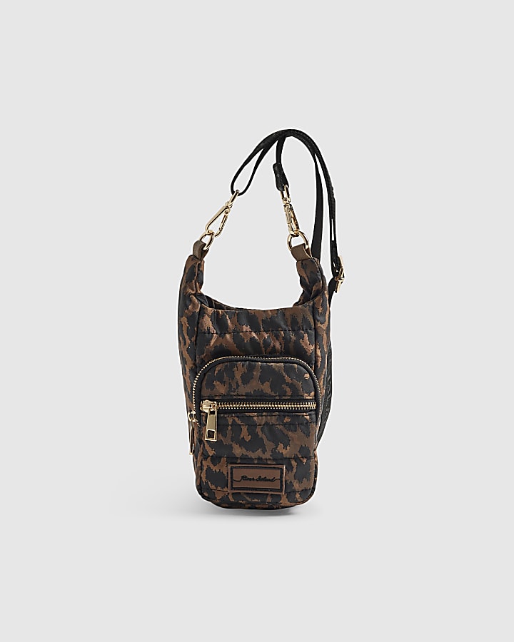 Brown Leopard Print Water Bottle Holder