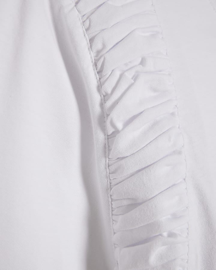 White Cotton Poplin Ruffle T-Shirt