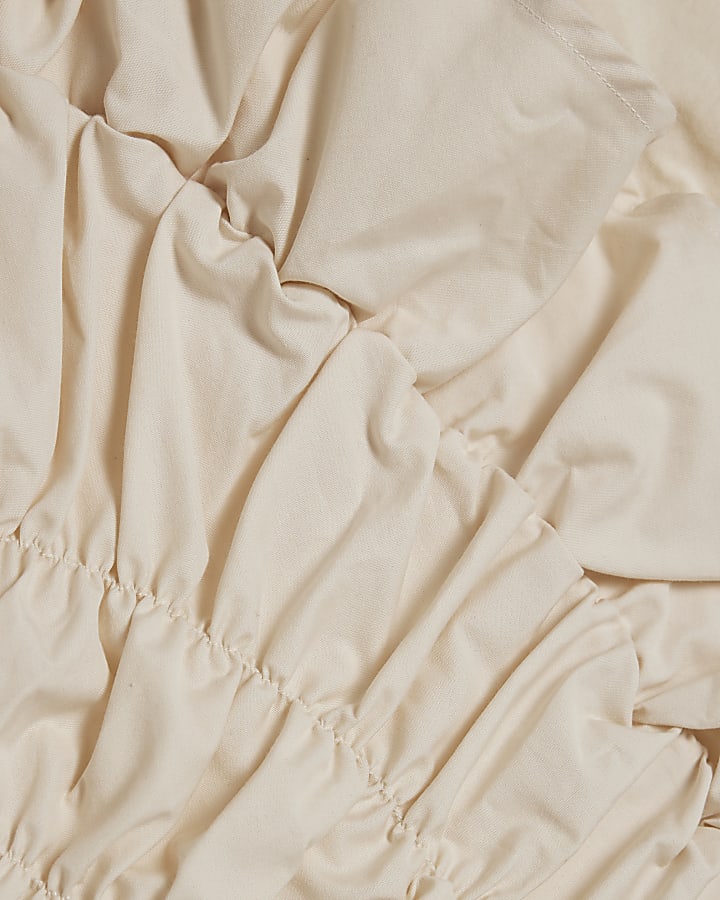 Cream Cotton Ruffle Detail T-Shirt