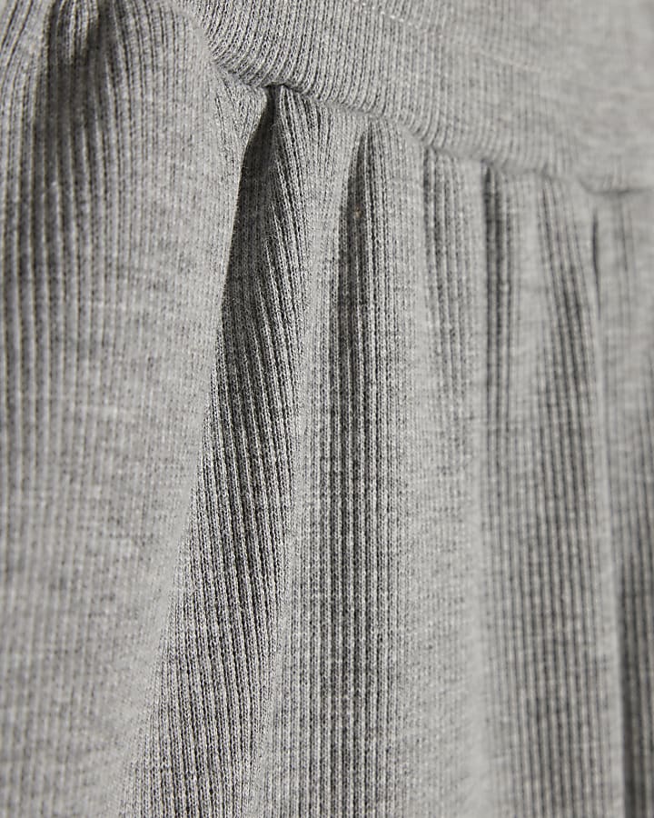 Grey Cotton Blend Ribbed Runner Shorts