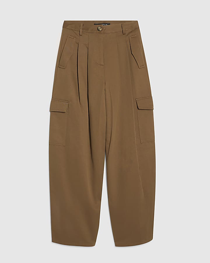 Green Utility Barrel Leg Trousers