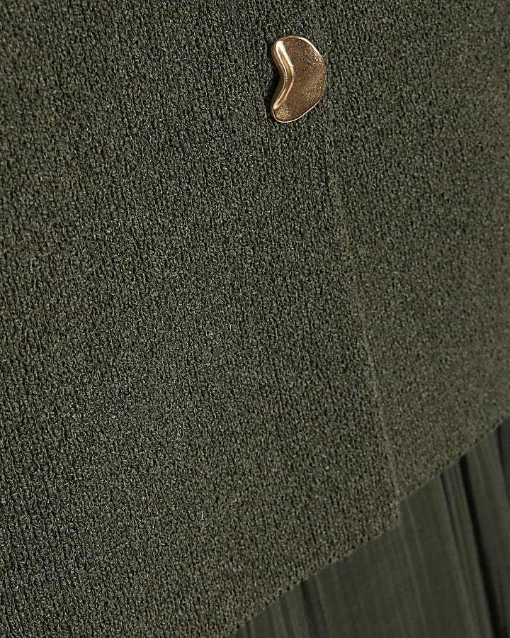 Khaki 2 in 1 Knit Jumper Dress