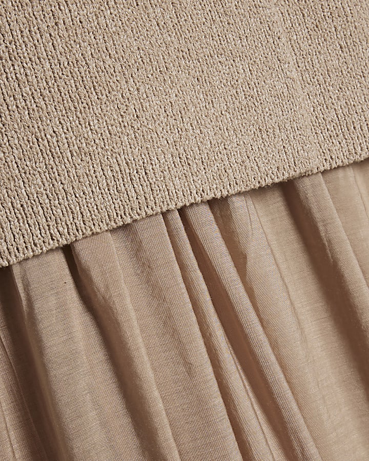 Beige 2 in 1 Knit Jumper Dress