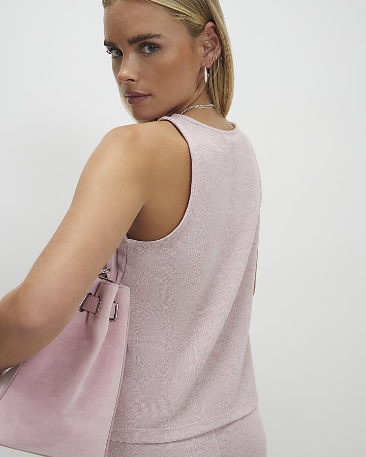 Petite Pink Metallic Vest Top