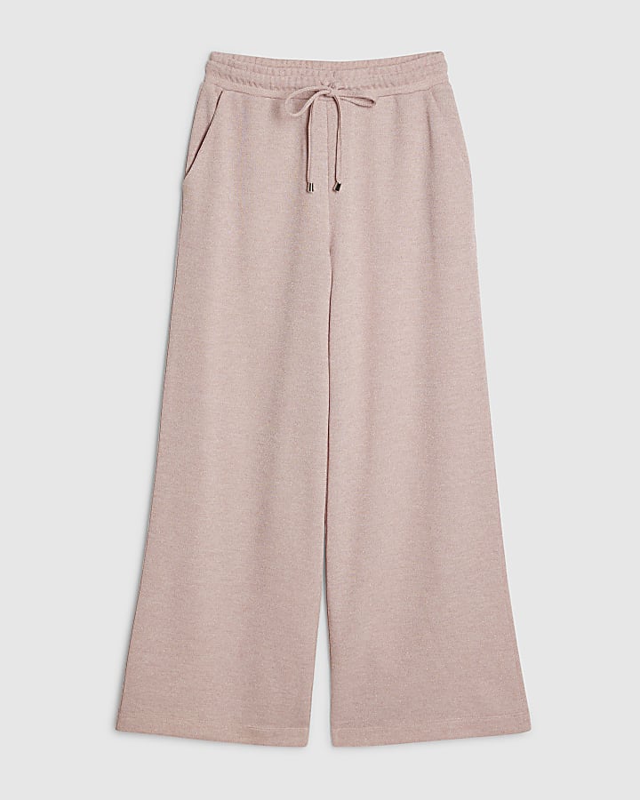 Petite Pink Metallic Wide Leg Trousers