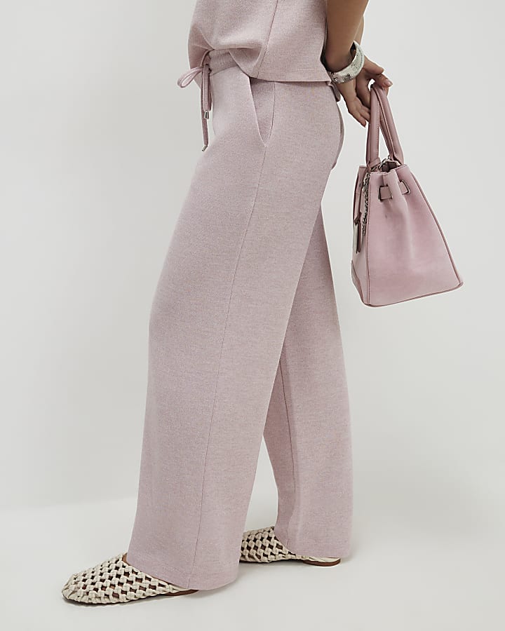 Petite Pink Metallic Wide Leg Trousers