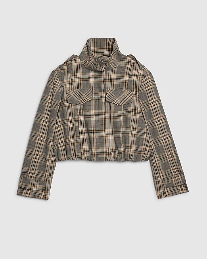 Petite Grey Funnel Neck Bomber Jacket