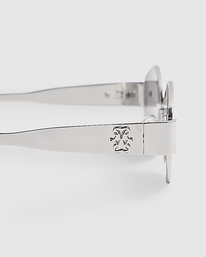Silver Slim Hexagonal Sunglasses