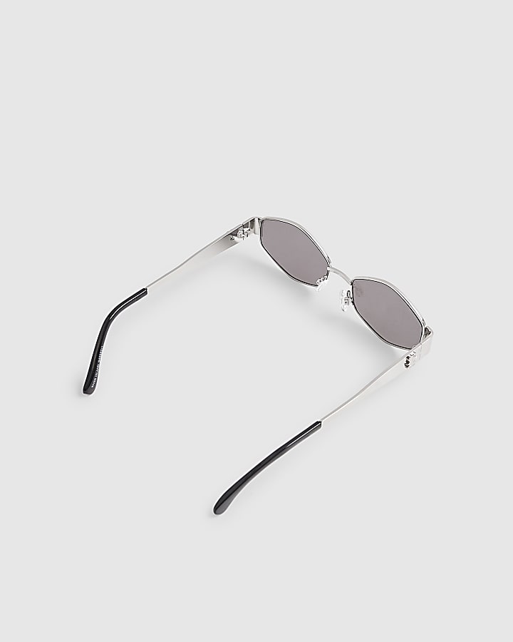 Silver Slim Hexagonal Sunglasses
