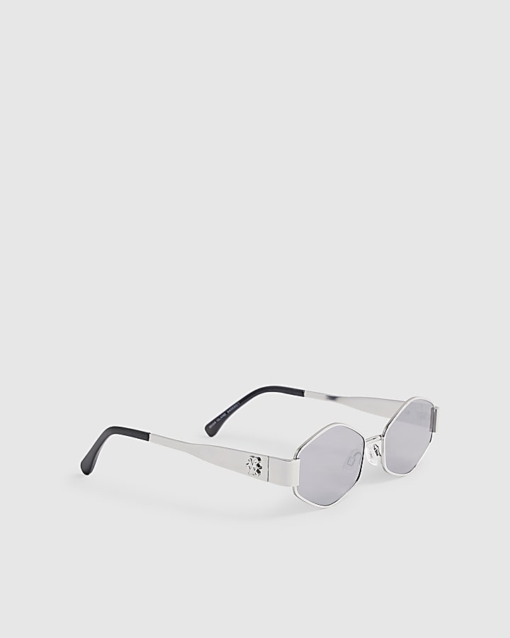 Silver Slim Hexagonal Sunglasses