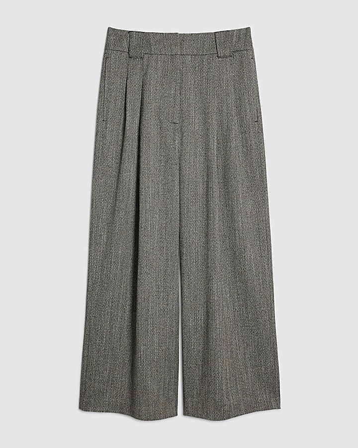 Petite Grey Flecked Wide Leg Trousers