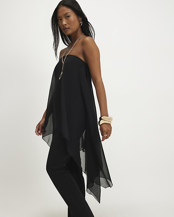 Petite Black Bandeau Jumpsuit