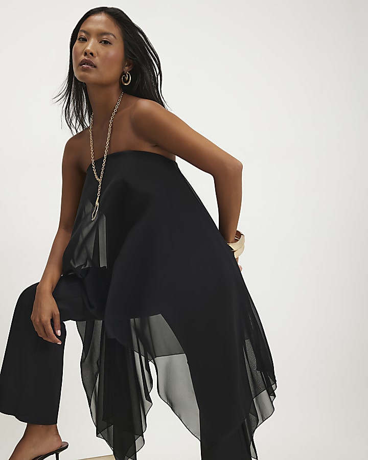Petite Black Bandeau Jumpsuit