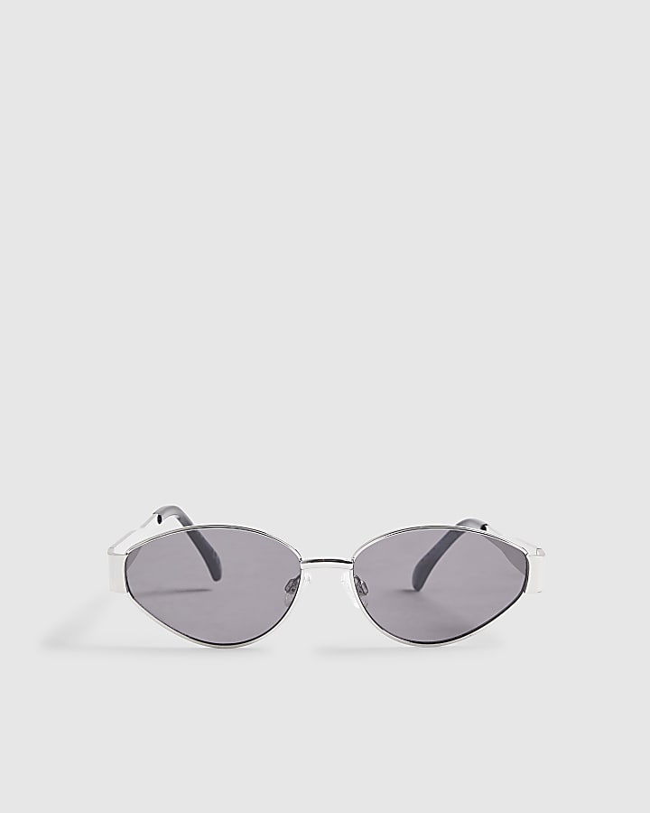 Black Cat eye Metal Slim Sunglasses