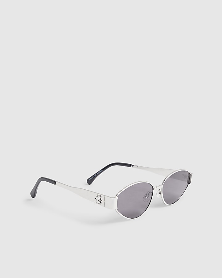 Black Cat eye Metal Slim Sunglasses
