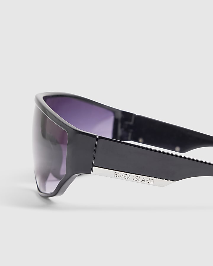 Black wrap around visor sunglasses