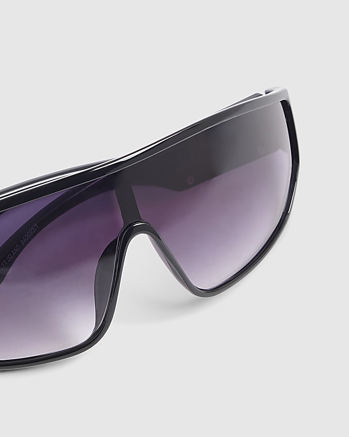 Black wrap around visor sunglasses