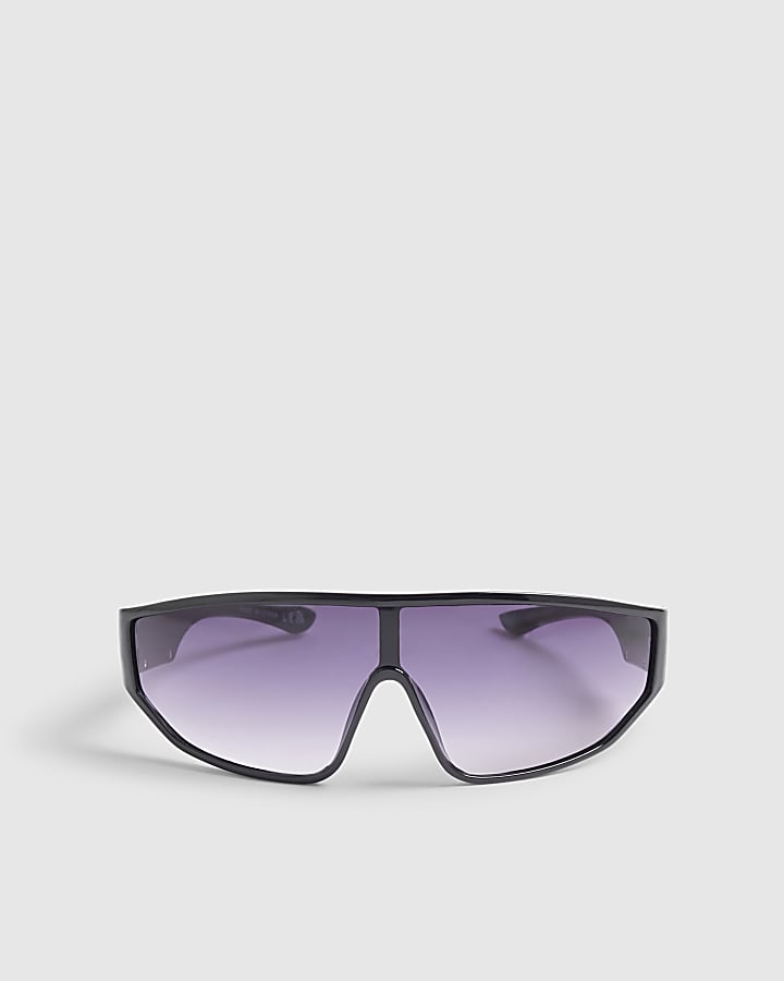 Black wrap around visor sunglasses