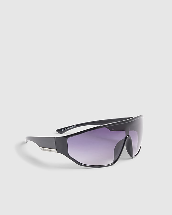 Black wrap around visor sunglasses