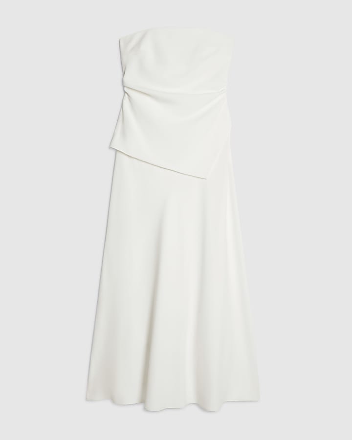 Cream Bandeau Hybrid Maxi Dress