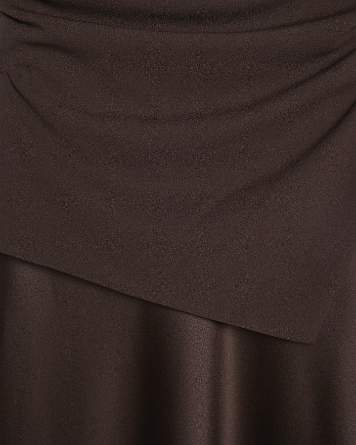 Brown Bandeau Hybrid Maxi Dress