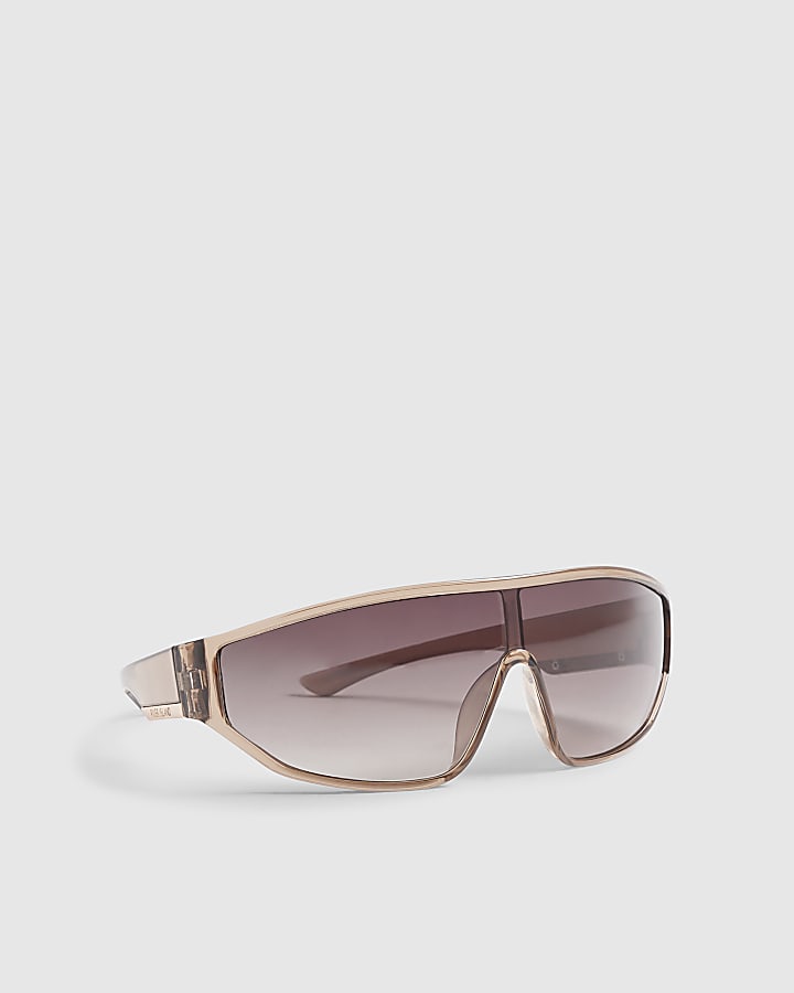 Pink wrap around visor sunglasses