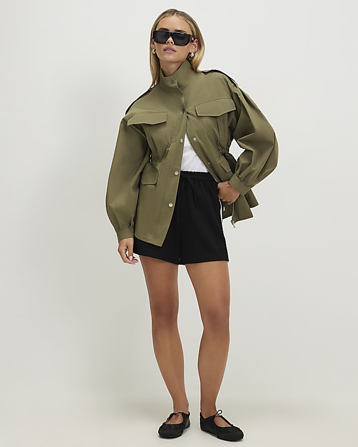 Petite Khaki Femme Utility Jacket